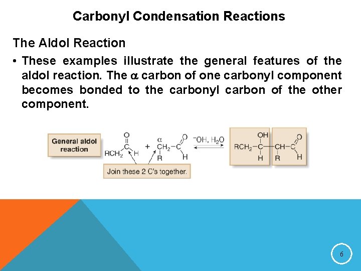 Carbonyl Condensation Reactions The Aldol Reaction • These examples illustrate the general features of