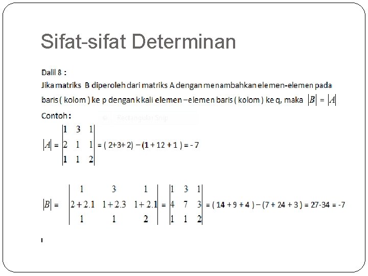 Sifat-sifat Determinan 