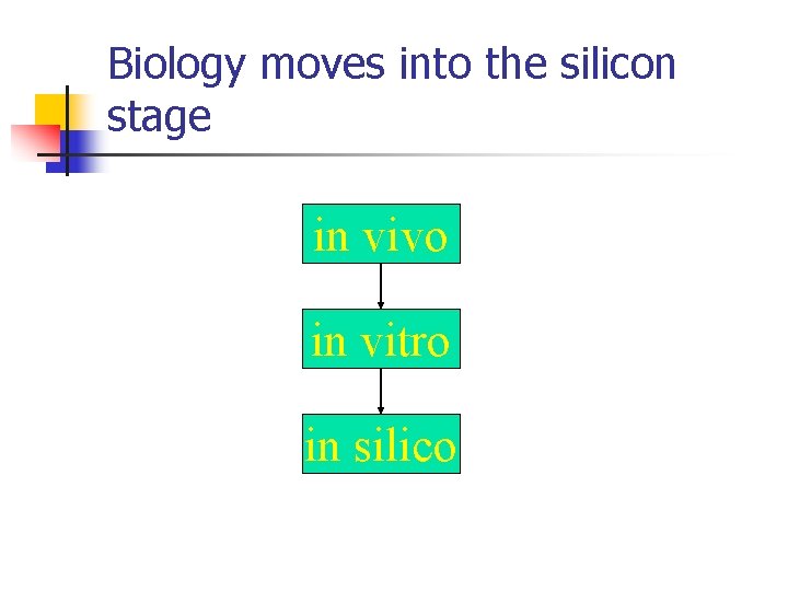 Biology moves into the silicon stage in vivo in vitro in silico 