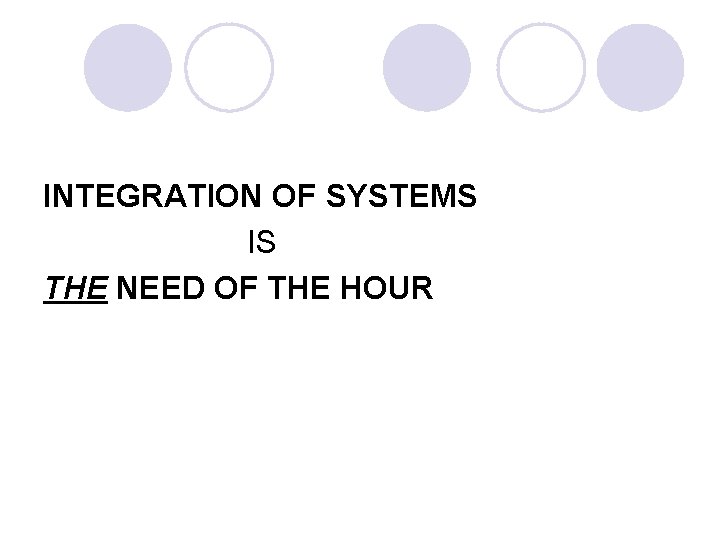 INTEGRATION OF SYSTEMS IS THE NEED OF THE HOUR 