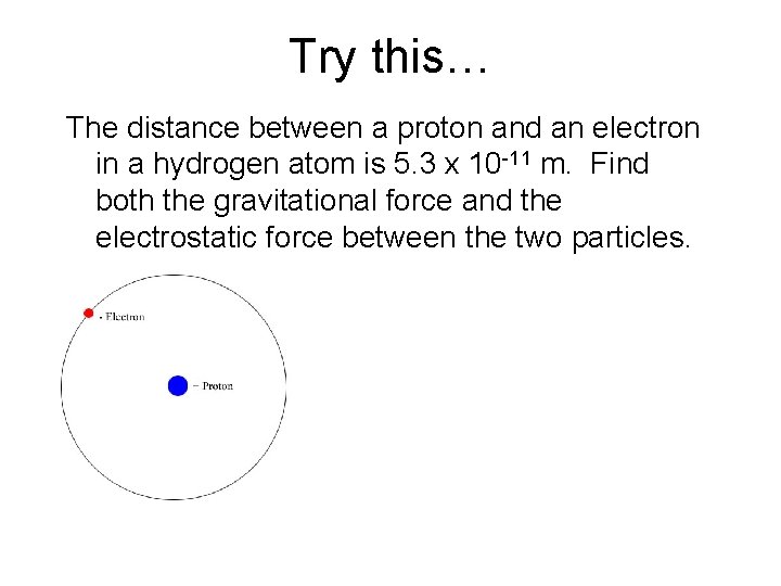Try this… The distance between a proton and an electron in a hydrogen atom