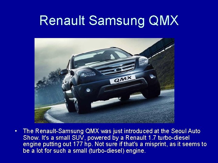 Renault Samsung QMX • The Renault-Samsung QMX was just introduced at the Seoul Auto