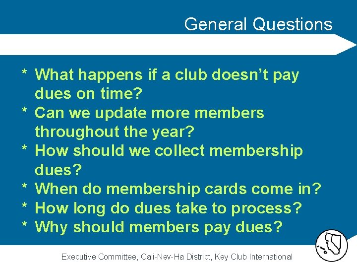 General Questions * What happens if a club doesn’t pay dues on time? *