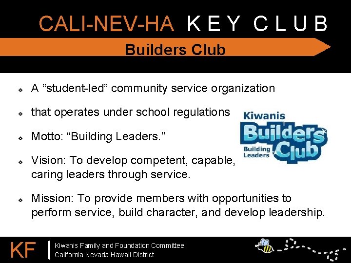 CALI-NEV-HA K E Y C L U B Builders Club v A “student-led” community