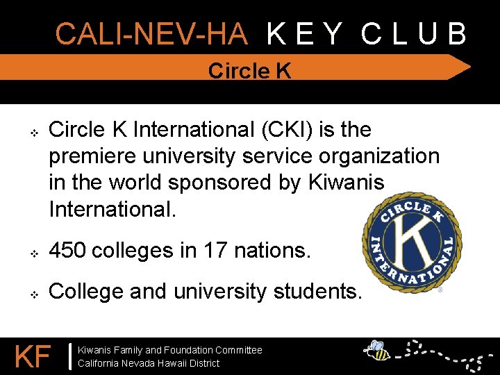 CALI-NEV-HA K E Y C L U B Circle K v Circle K International