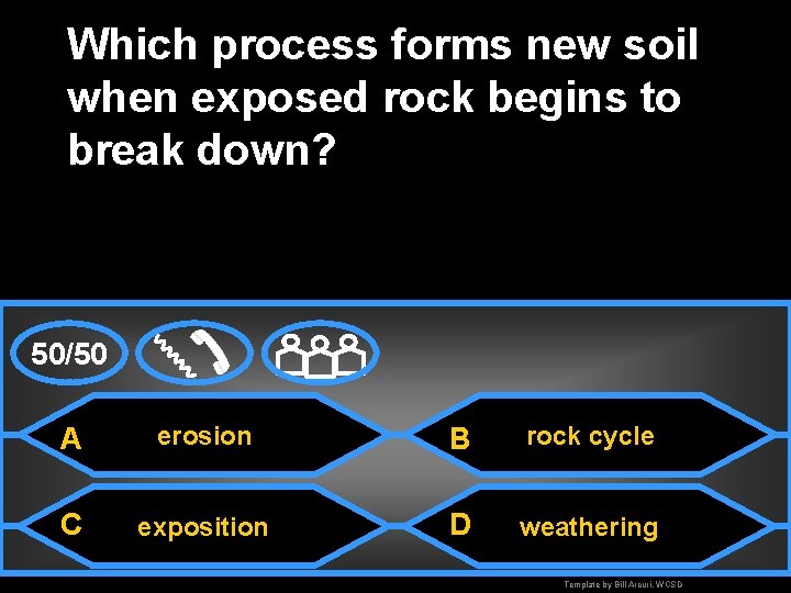 Which process forms new soil when exposed rock begins to break down? 50/50 A