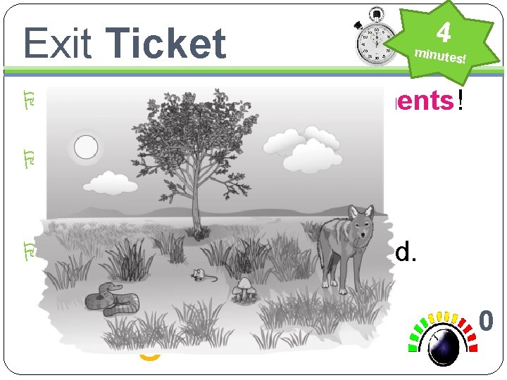 Exit Ticket 4 minutes ! PYou may use your assignments! PYou must work quietly