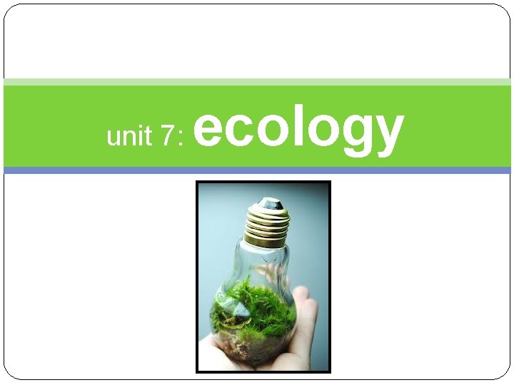 unit 7: ecology 