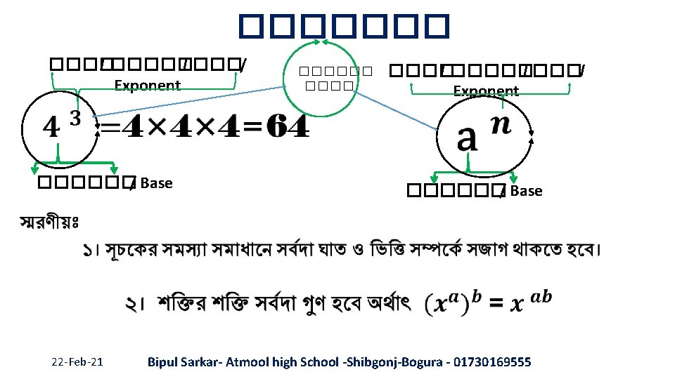 ������� / ���/ Exponent ������ / ���/ Exponent ������/ Base 22 -Feb-21 Bipul Sarkar-