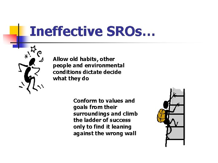 Ineffective SROs… Allow old habits, other people and environmental conditions dictate decide what they