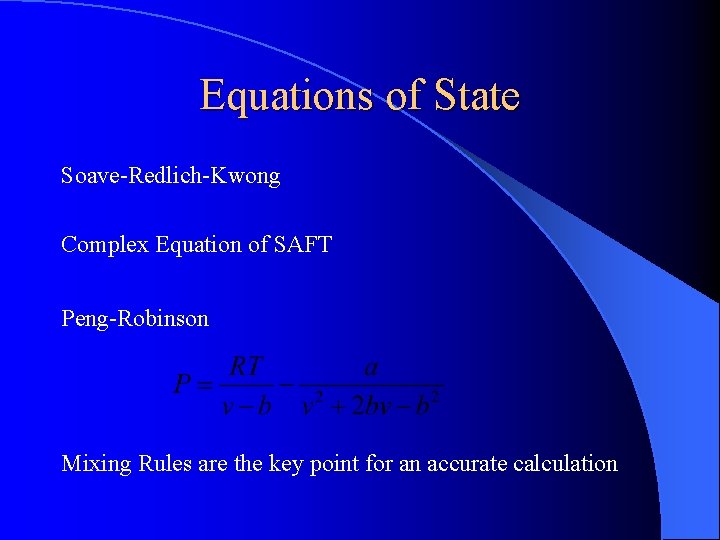 Study on Supercritical Fluids Thermodynamics Laboratory Dept of
