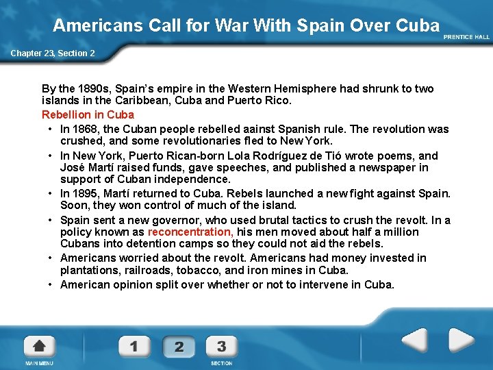 Americans Call for War With Spain Over Cuba Chapter 23, Section 2 By the