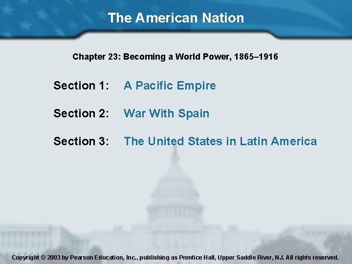 The American Nation Chapter 23: Becoming a World Power, 1865– 1916 Section 1: A