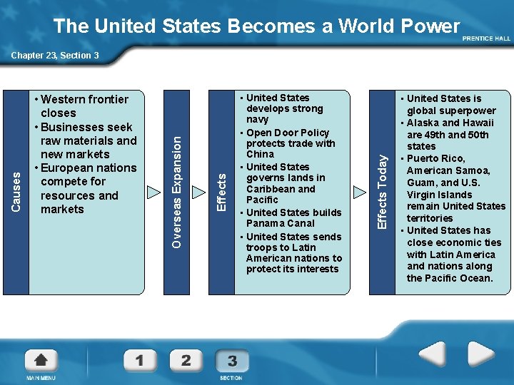 The United States Becomes a World Power • United States develops strong navy •