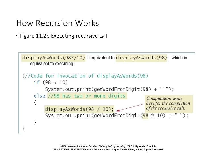 How Recursion Works • Figure 11. 2 b Executing recursive call JAVA: An Introduction