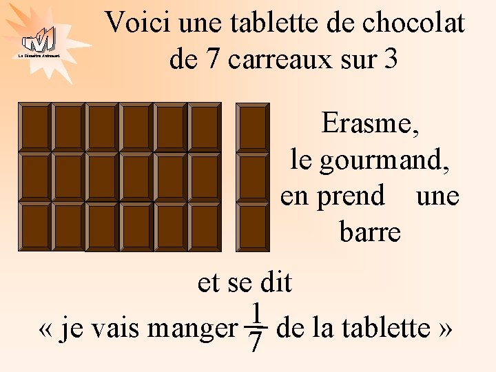 La Géométrie Autrement Voici une tablette de chocolat de 7 carreaux sur 3 Erasme,