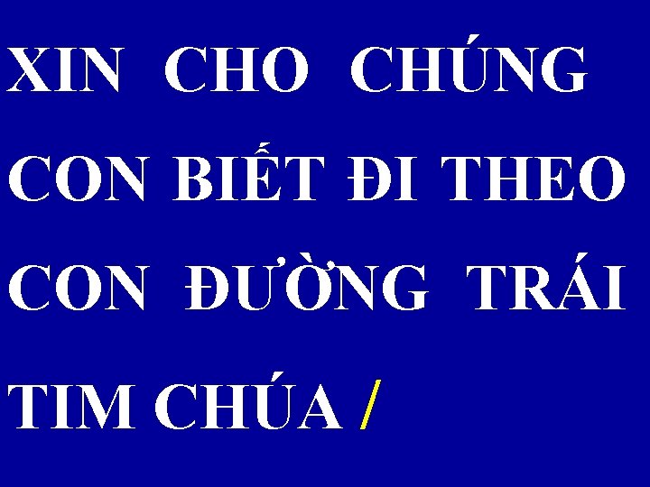 XIN CHO CHÚNG CON BIẾT ĐI THEO CON ĐƯỜNG TRÁI TIM CHÚA / 