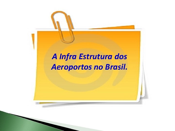 A Infra Estrutura dos Aeroportos no Brasil. 