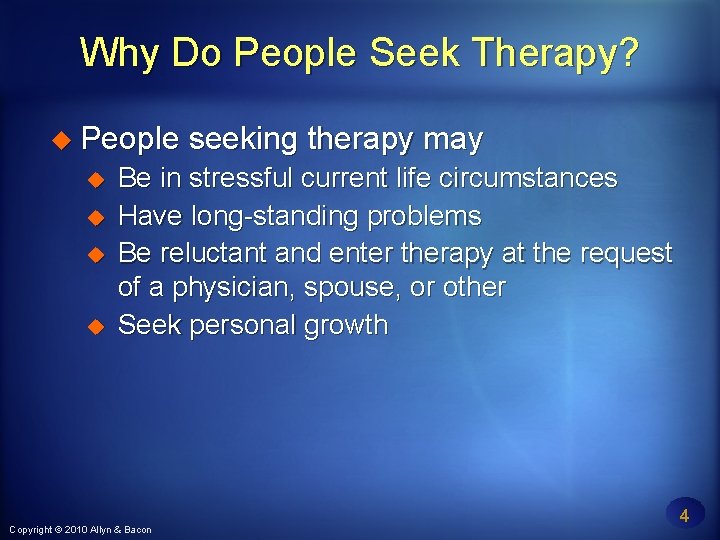 Why Do People Seek Therapy? People seeking therapy may Be in stressful current life