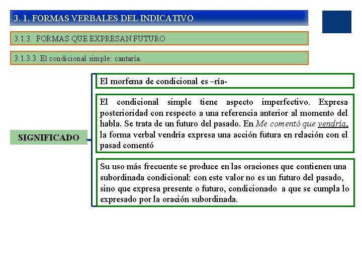 3. 1. FORMAS VERBALES DEL INDICATIVO 3. 1. 3. FORMAS QUE EXPRESAN FUTURO 3.