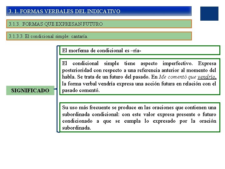 3. 1. FORMAS VERBALES DEL INDICATIVO 3. 1. 3. FORMAS QUE EXPRESAN FUTURO 3.