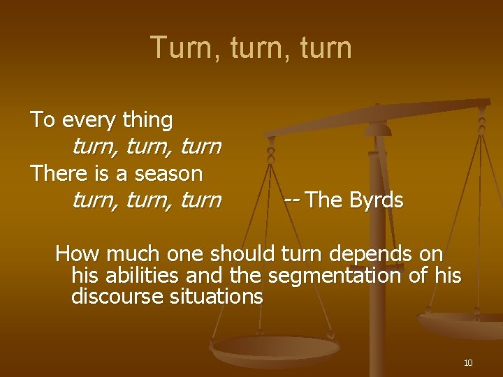 Turn, turn To every thing turn, turn There is a season turn, turn --
