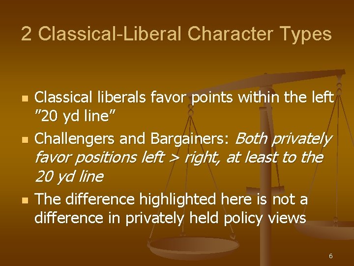 2 Classical-Liberal Character Types n n n Classical liberals favor points within the left