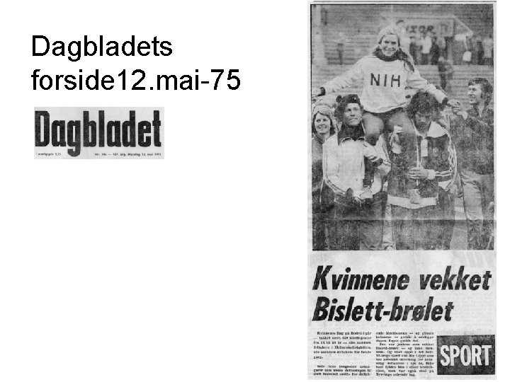 Dagbladets forside 12. mai-75 