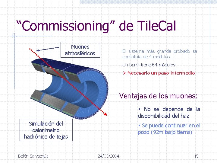 “Commissioning” de Tile. Cal Muones atmosféricos El sistema más grande probado se constituía de