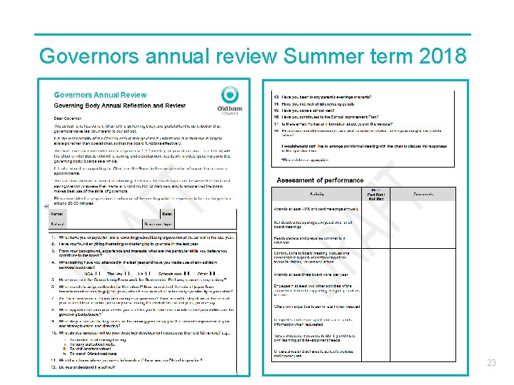 Governors annual review Summer term 2018 23 