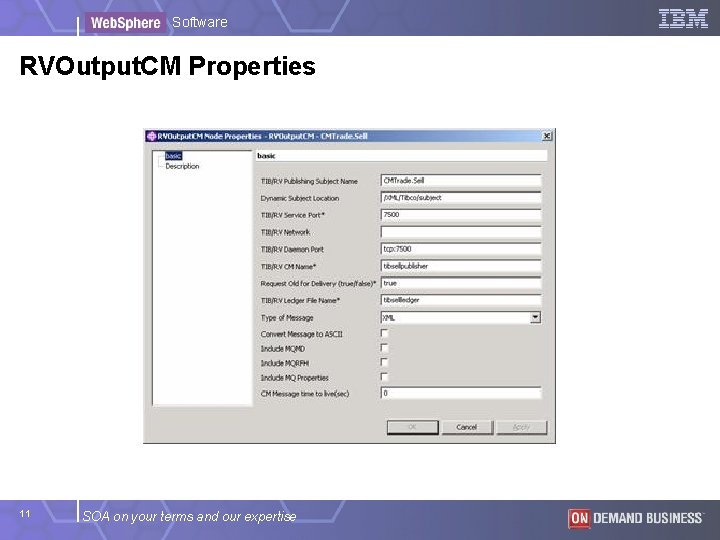 Software RVOutput. CM Properties 11 SOA on your terms and our expertise 