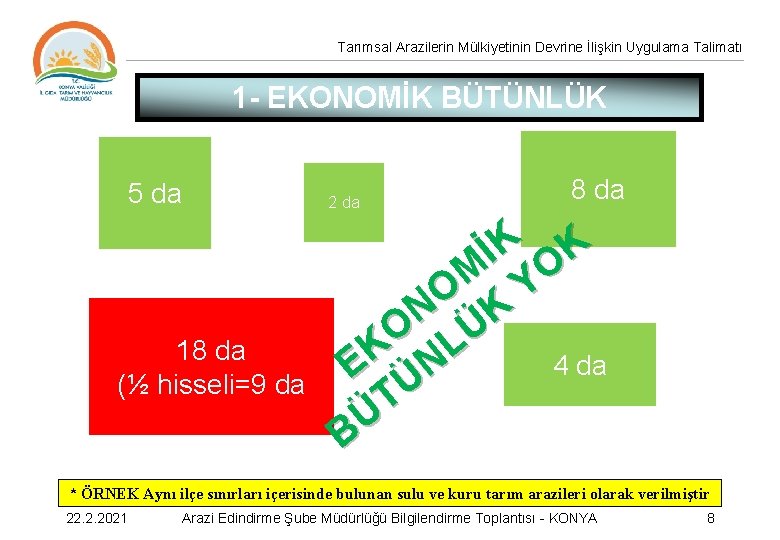 Tarımsal Arazilerin Mülkiyetinin Devrine İlişkin Uygulama Talimatı 1 - EKONOMİK BÜTÜNLÜK 5 da 18