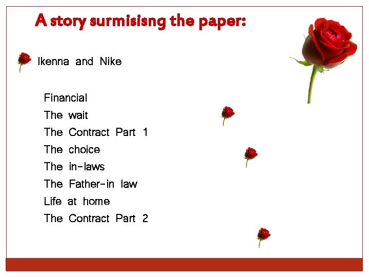 A story surmisisng the paper: Ikenna and Nike Financial The wait The Contract Part