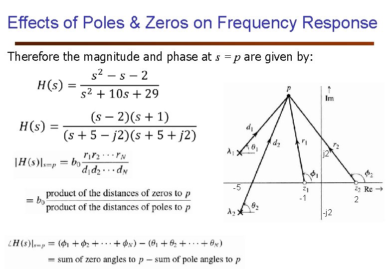 Effects of Poles & Zeros on Frequency Response Therefore the magnitude and phase at