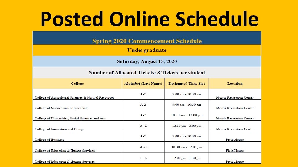 Posted Online Schedule 