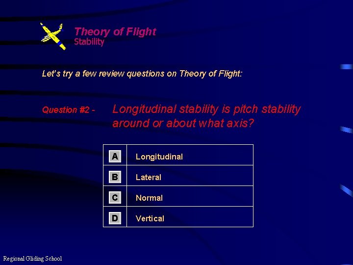 Theory of Flight Stability Let's try a few review questions on Theory of Flight: