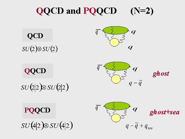 QQCD and PQQCD (N=2) QCD QQCD PQQCD ghost+sea 