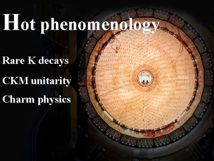 Hot phenomenology K decays Rare K decays CKM unitarity Charm physics 