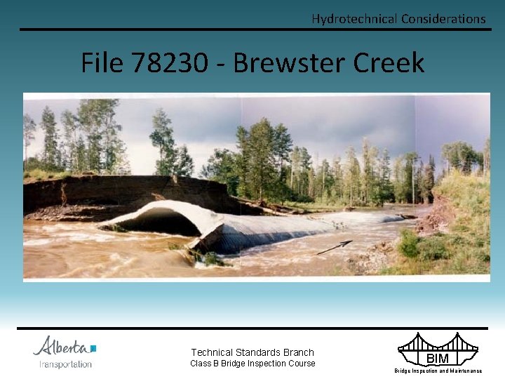 Hydrotechnical Considerations File 78230 - Brewster Creek Technical Standards Branch Class B Bridge Inspection