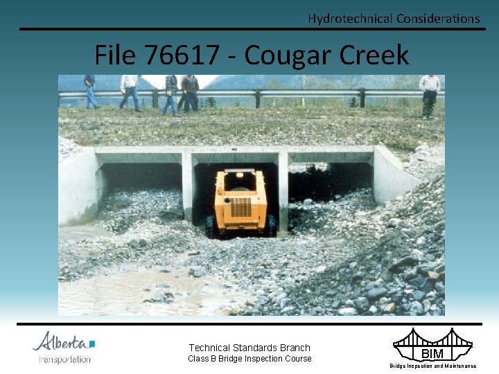 Hydrotechnical Considerations File 76617 - Cougar Creek Technical Standards Branch Class B Bridge Inspection