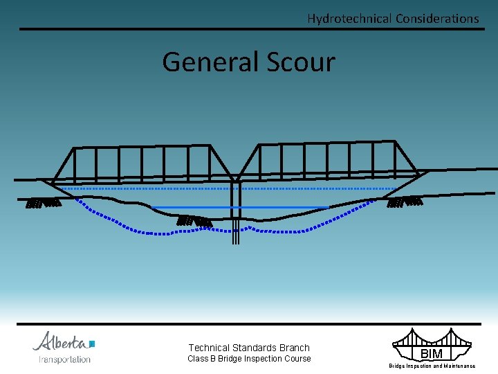 Hydrotechnical Considerations General Scour Technical Standards Branch Class B Bridge Inspection Course BIM Bridge