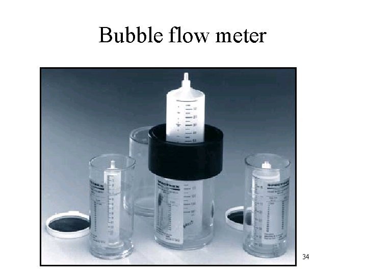 Bubble flow meter 34 