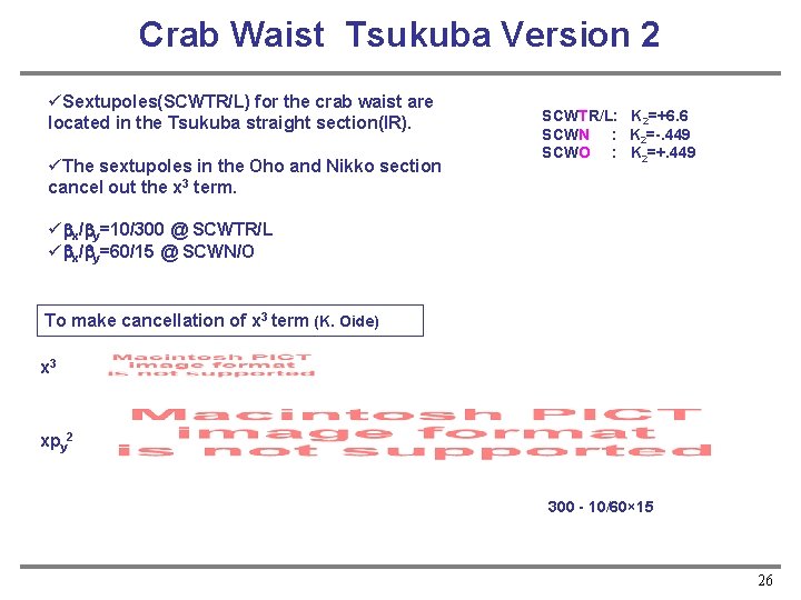 Crab Waist Tsukuba Version 2 üSextupoles(SCWTR/L) for the crab waist are located in the