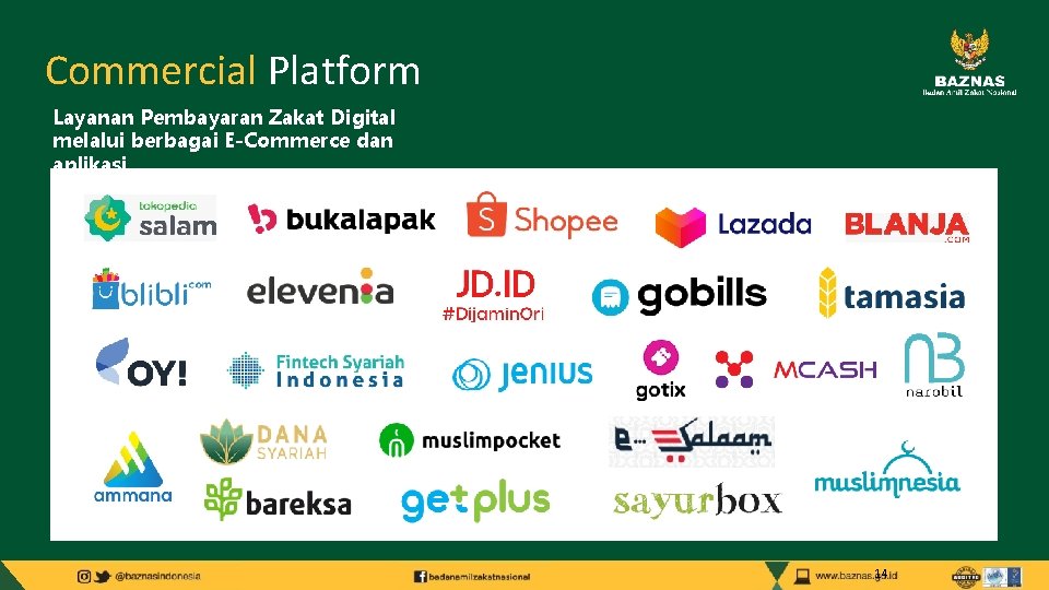 Commercial Platform Layanan Pembayaran Zakat Digital melalui berbagai E-Commerce dan aplikasi 14 