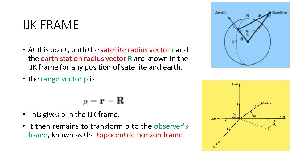 IJK FRAME • At this point, both the satellite radius vector r and the