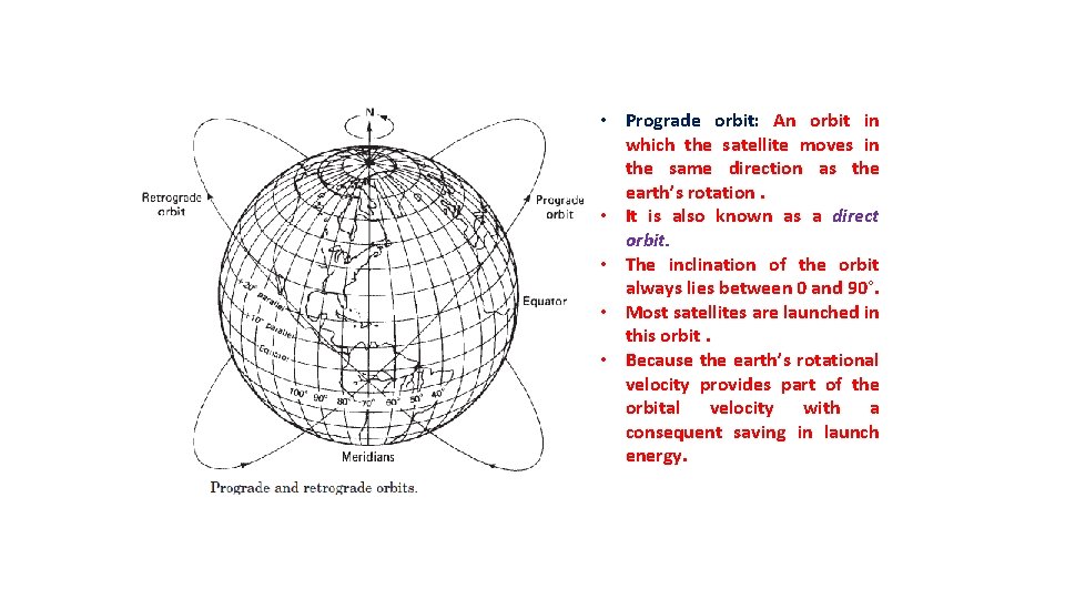  • Prograde orbit: An orbit in which the satellite moves in the same