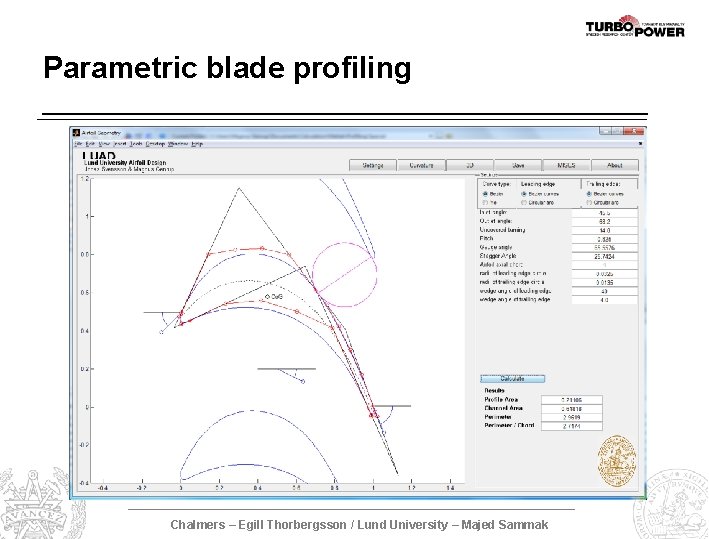 Parametric blade profiling Chalmers – Egill Thorbergsson / Lund University – Majed Sammak 