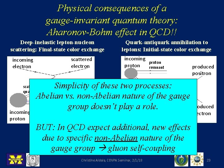 Physical consequences of a gauge-invariant quantum theory: Aharonov-Bohm effect in QCD!! Deep-inelastic lepton-nucleon scattering: