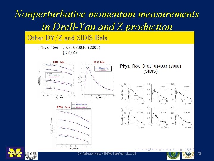 Nonperturbative momentum measurements in Drell-Yan and Z production Christine Aidala, CENPA Seminar, 2/1/18 43