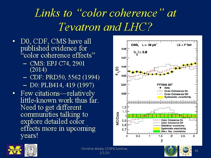 Links to “color coherence” at Tevatron and LHC? • D 0, CDF, CMS have